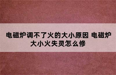 电磁炉调不了火的大小原因 电磁炉大小火失灵怎么修